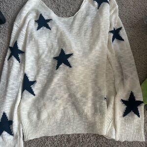 Hem & Thread Navy Star Sweater - Cream